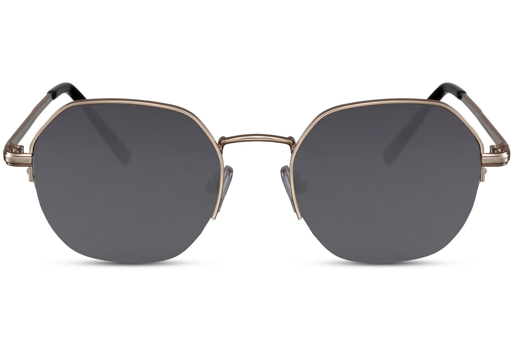 Geometric metal round sunglasses silver metal frame navy blue lens 100% UV400 protection men women bold statement angular retro summer city beach festival outdoor free UK Europe shipping Sunglass Station