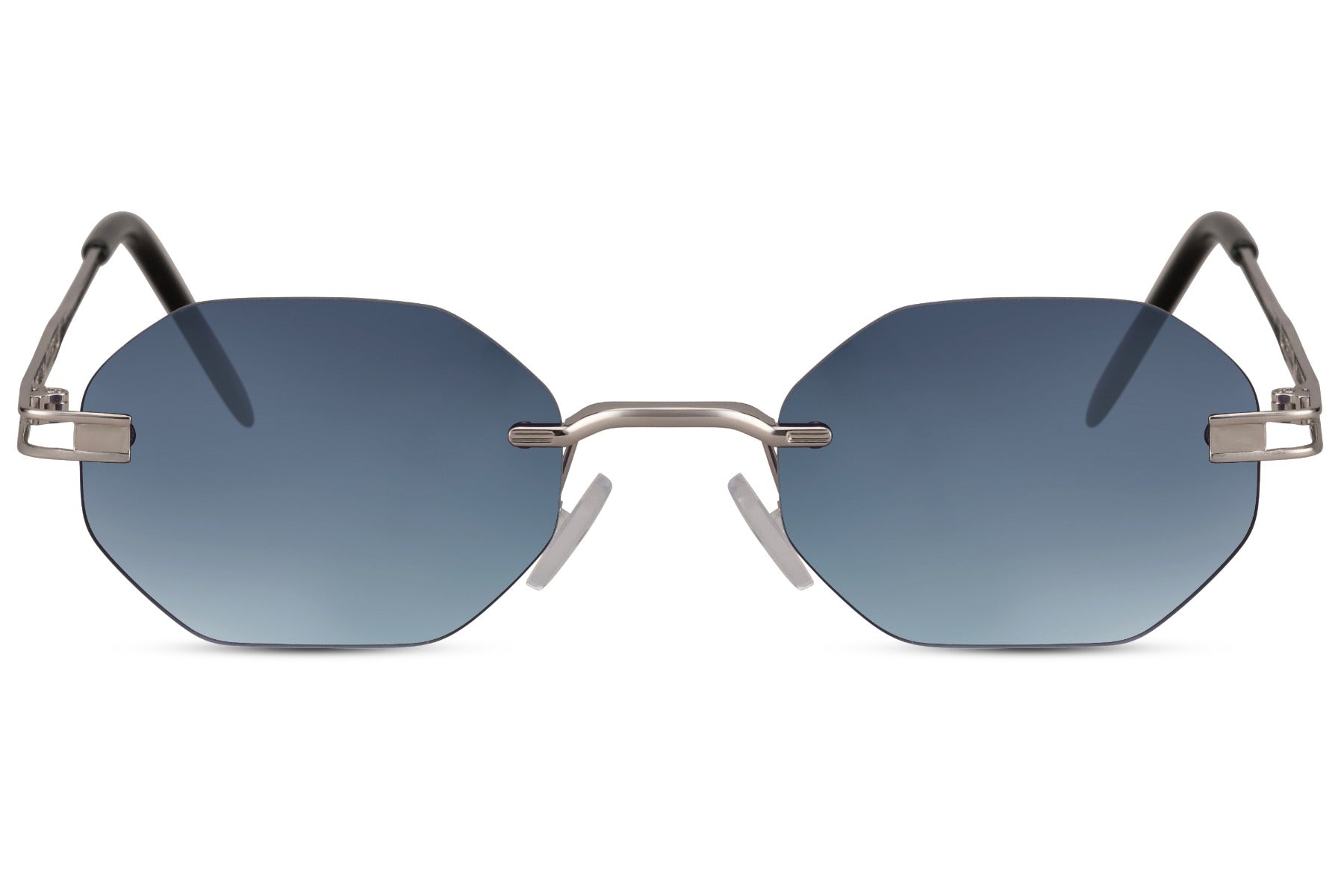 geometric rimless round shades with uv400 protection for men & women