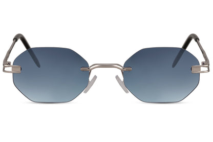 geometric rimless round shades with uv400 protection for men & women
