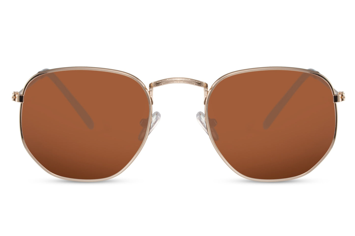 Spain geometric round sunglasses gunmetal frame warm brown tinted lens UV400 UVA UVB protection lightweight polycarbonate men women fashion-forward stylish getaway free UK Europe delivery Sunglass Station
