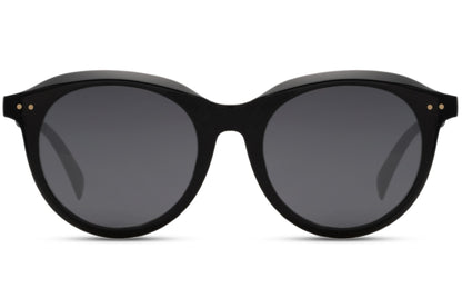 Gradient lens round sunglasses black polycarbonate frame black smoke gradient lens UV400 protection men women bold minimalist oversized everyday city summer driving beach free UK Europe shipping Sunglass Station