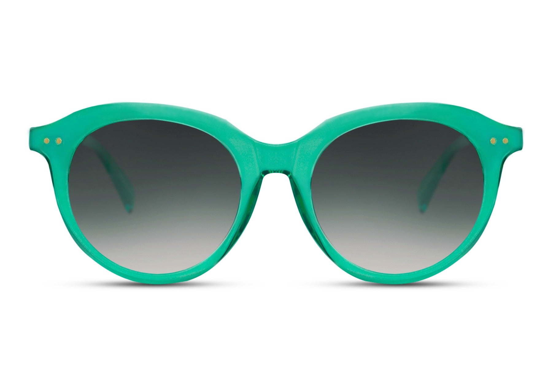 Gradient lens round sunglasses green teal polycarbonate frame gradient lens UV400 protection men women bold statement oversized retro summer festival beach city eyewear free UK Europe delivery Sunglass Station