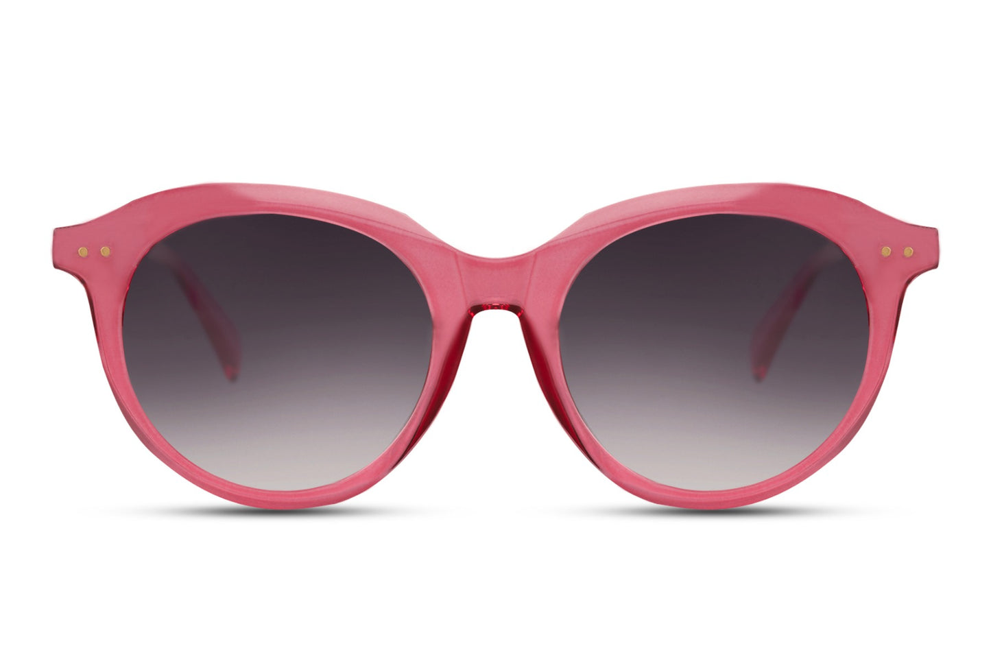 Gradient lens round sunglasses pink polycarbonate frame smoke gradient lens UV400 protection women bold feminine oversized retro summer city beach festival free UK Europe delivery Sunglass Station