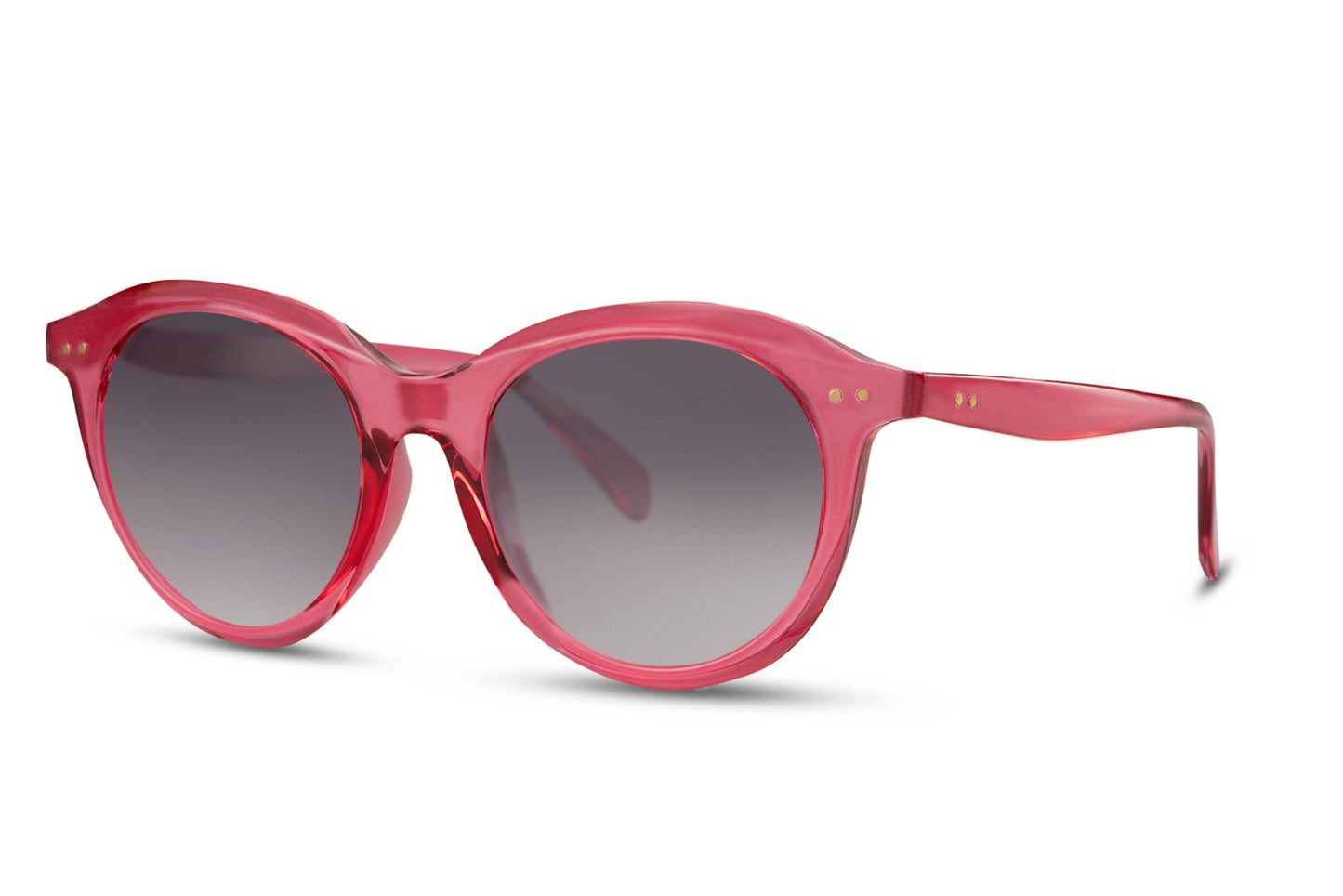 Gradient lens round sunglasses pink polycarbonate frame smoke gradient lens UV400 protection women bold glamorous oversized retro summer festival city brunch free UK Europe delivery Sunglass Station