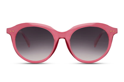 Gradient lens round sunglasses pink polycarbonate frame smoke gradient lens durable compact UV400 protection women travel-ready bold oversized summer city festival beach free UK Europe delivery Sunglass Station