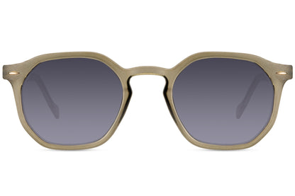 Greece geometric round sunglasses silver gold metal recycled frame grey smoke lens UV400 protection men women minimalist sophisticated sustainable summer city everyday wear free UK Europe shipping Sunglass Station