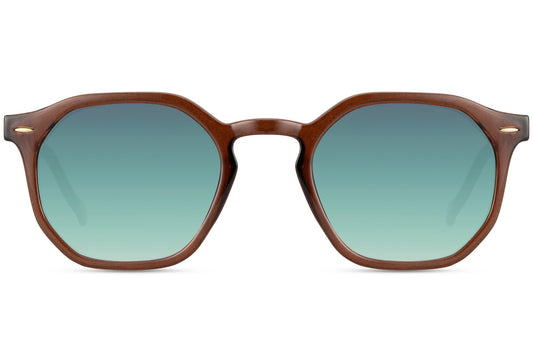Greece geometric round sunglasses tortoiseshell brown recycled polyester frame teal green gradient lens UV400 protection men women sustainable Mediterranean retro summer city beach holiday free UK Europe delivery Sunglass Station