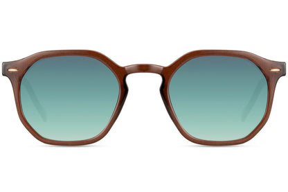 Greece geometric round sunglasses tortoiseshell recycled RPC polyester frame teal green lens UV400 protection men women sustainable eco-friendly retro summer festival city free UK Europe delivery Sunglass Station