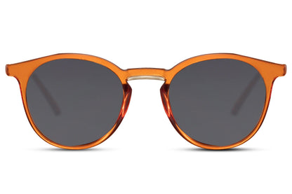 Greece round sunglasses orange polycarbonate frame green lens 100% UV400 protection men women bold vibrant Mediterranean retro summer festival beach city eyewear free UK Europe shipping Sunglass Station