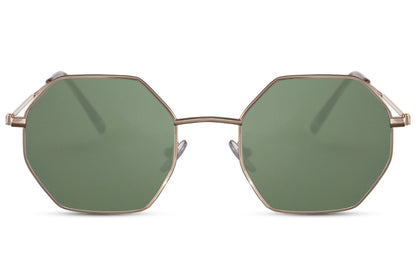 oversized round sunglass with green lens