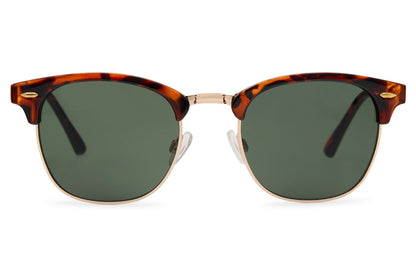 green lens sunglasses with tortoiseshell frame