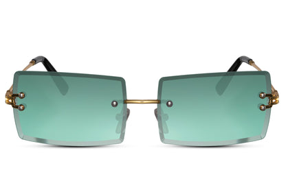 keep your summer cool with modern rimless rectangle shades from sunglass station