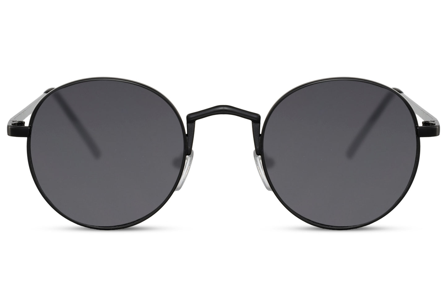 Ibiza metal round festival sunglasses black slim metal frame smoke lens lightweight 100% UV400 protection men women retro everyday summer city beach festival driving free UK Europe delivery Sunglass Station