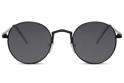 Ibiza metal round festival sunglasses black slim metal frame smoke lens lightweight 100% UV400 protection men women retro everyday summer city beach festival driving free UK Europe delivery Sunglass Station