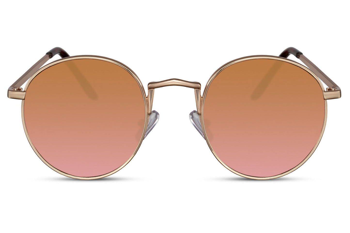 Ibiza metal round festival sunglasses gold metal frame warm brown copper gradient lens 100% UV400 protection men women elegant retro Ibiza summer beach holiday city festival free UK Europe shipping Sunglass Station