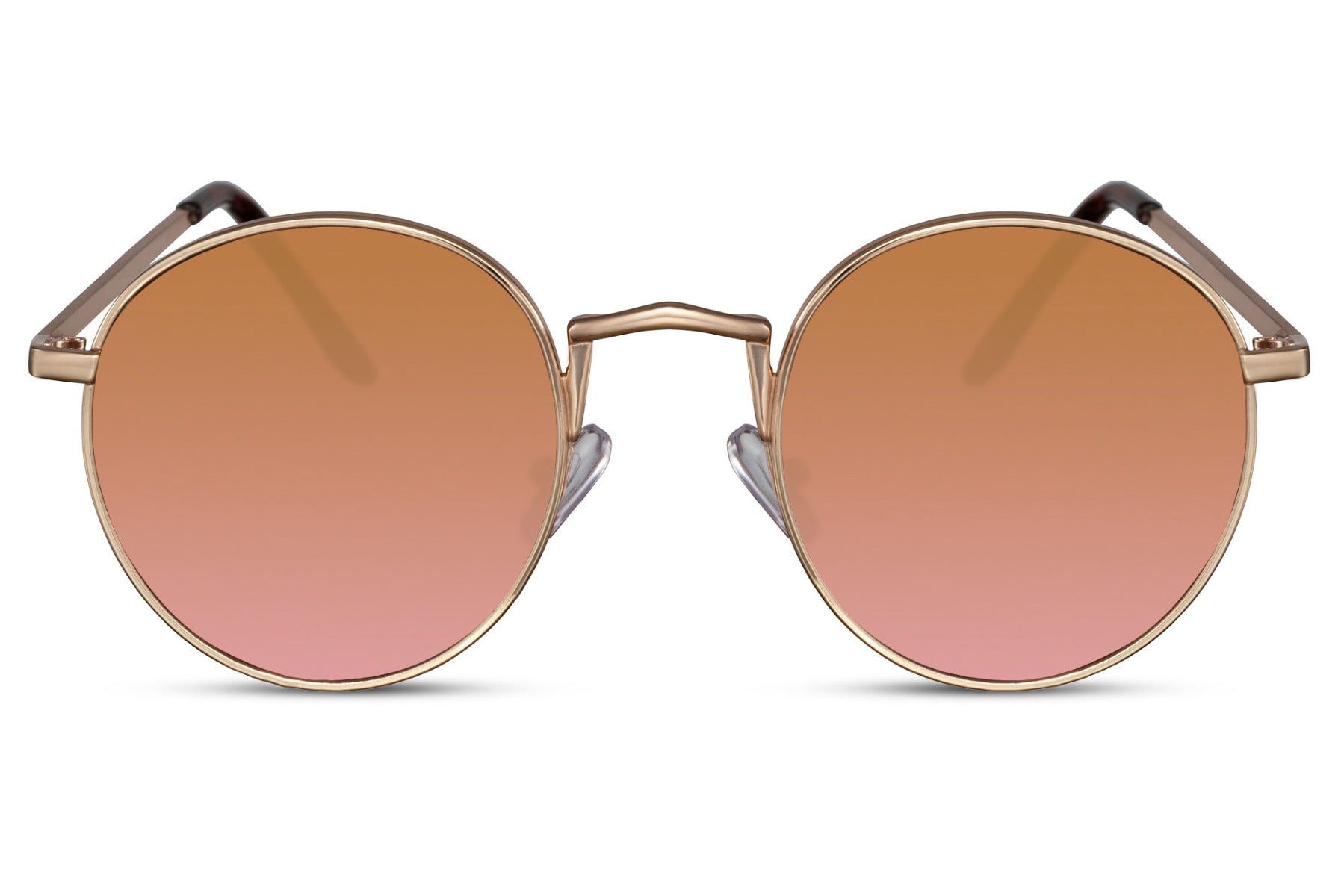 Ibiza metal round festival sunglasses gold metal frame warm brown copper gradient lens 100% UV400 protection men women elegant retro Ibiza summer beach holiday city festival free UK Europe shipping Sunglass Station
