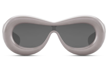 Grey silver inflated oval Ibiza party shades — the bubble frame silhouette in its coolest most minimal colourway, tonal sustainable eyewear for men and women who want presence without primary colour, free delivery UK & Europe
