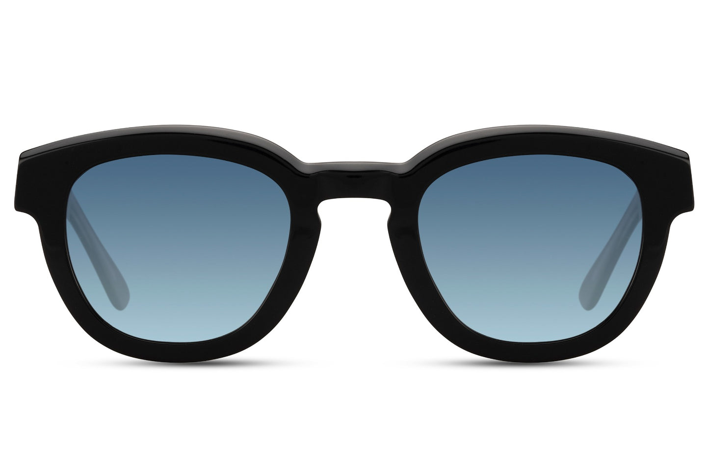Ibiza round polarised sunglasses black luxury acetate frame blue polarised 1.1mm TAC lens 100% UVA UVB protection men women bold statement anti-glare summer beach festival city free UK Europe shipping Sunglass Station