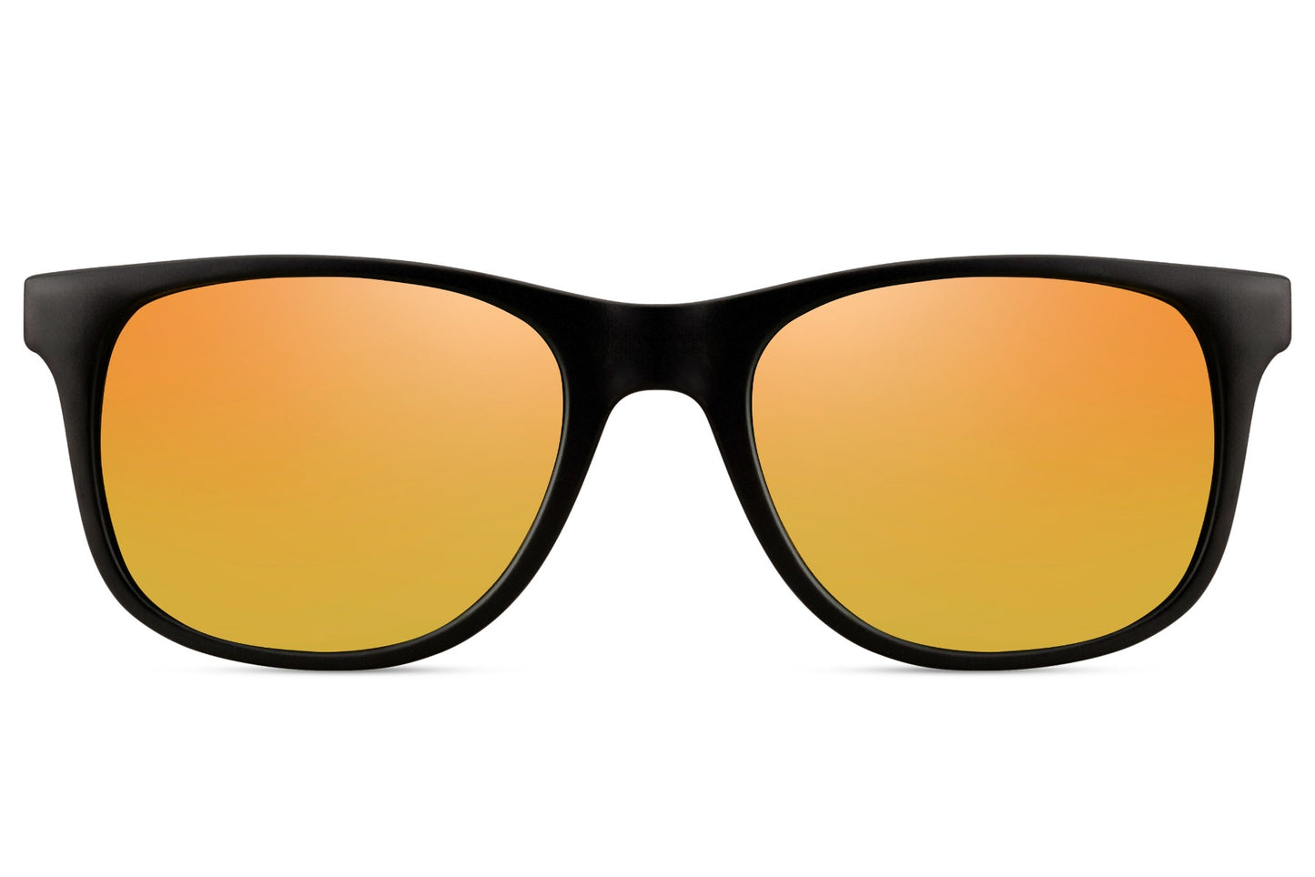 Kids' square sunglasses with black frame and orange lenses