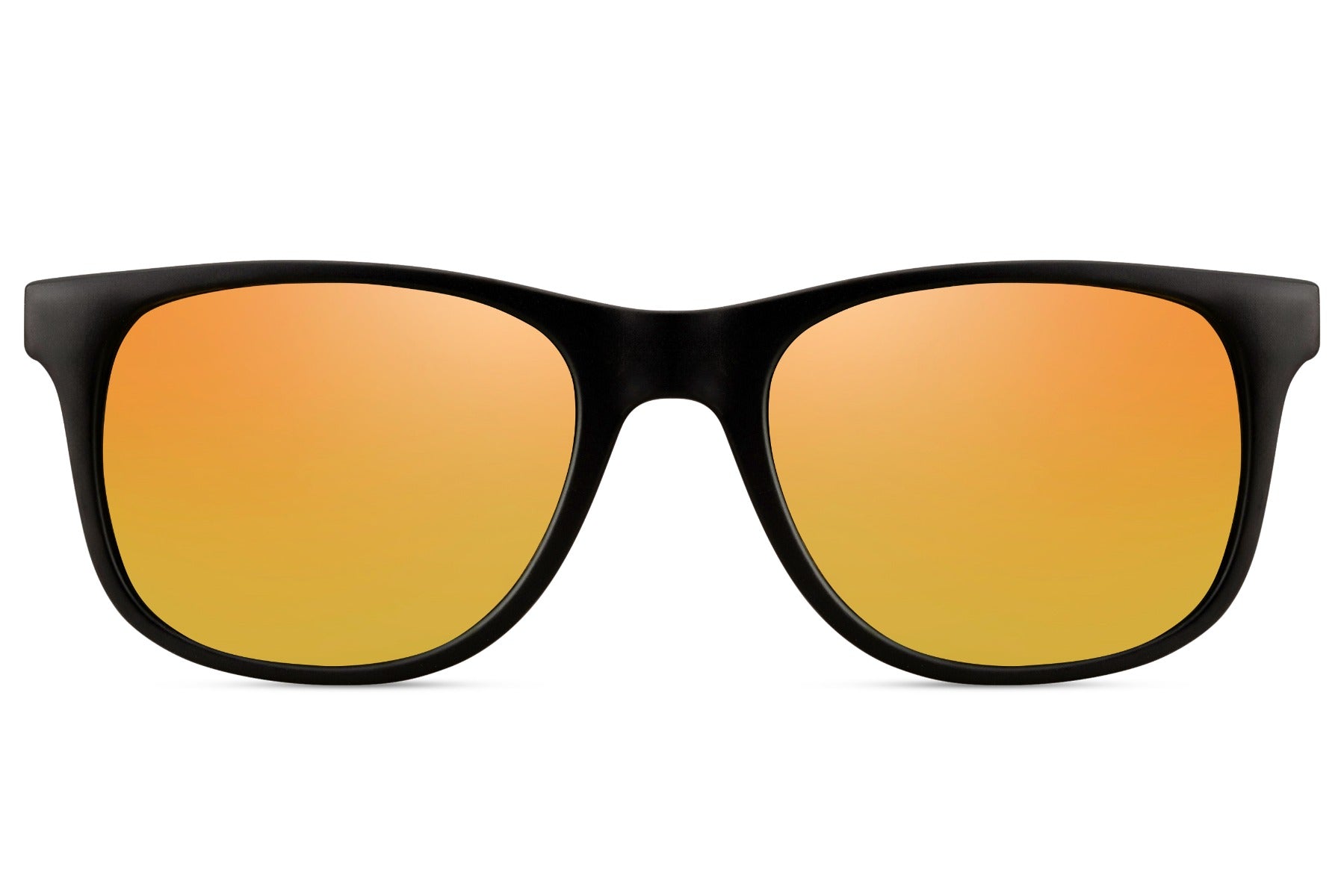 Kids' square sunglasses with black frame and orange lenses