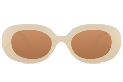 Kids round rectangle sunglasses nude cream polycarbonate frame tinted lens UV400 protection girls durable lightweight stylish summer beach holiday outdoor wear free UK Europe shipping Sunglass Station