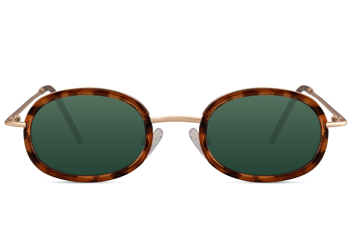 Leopard print oval sunglasses for women with metal polycarbonate frame and green tinted UV protection lens – chic retro round shades for everyday styling and summer festivals, free UK and Europe delivery from Sunglass Station