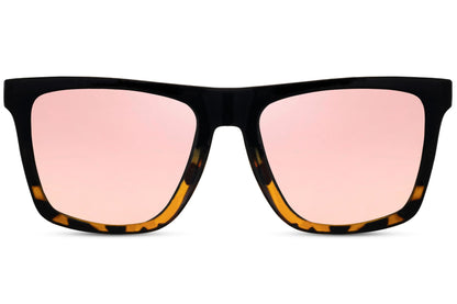 unisex style leopard print wayfarer with pink lens