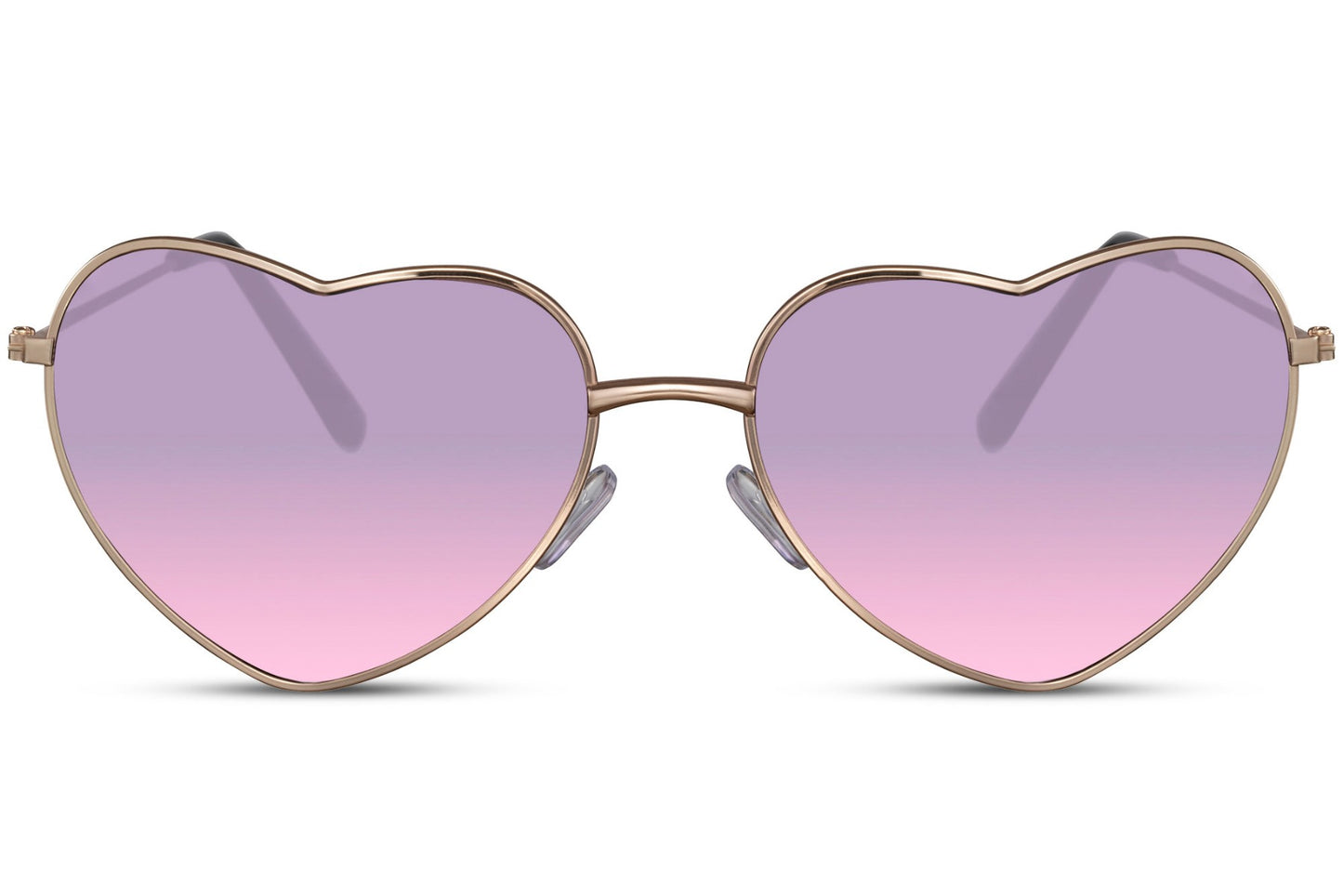 metallic heart shape frame and lilac lens