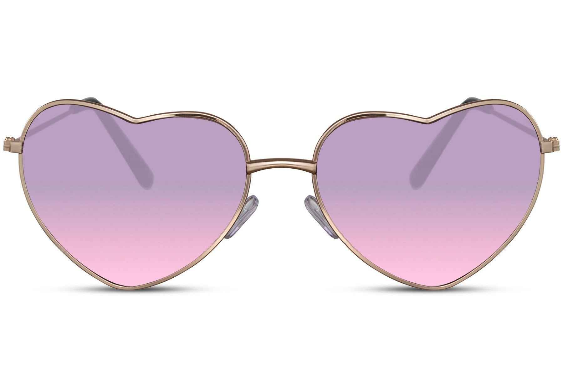 metallic heart shape frame and lilac lens