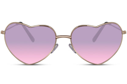metallic heart shape frame and lilac lens