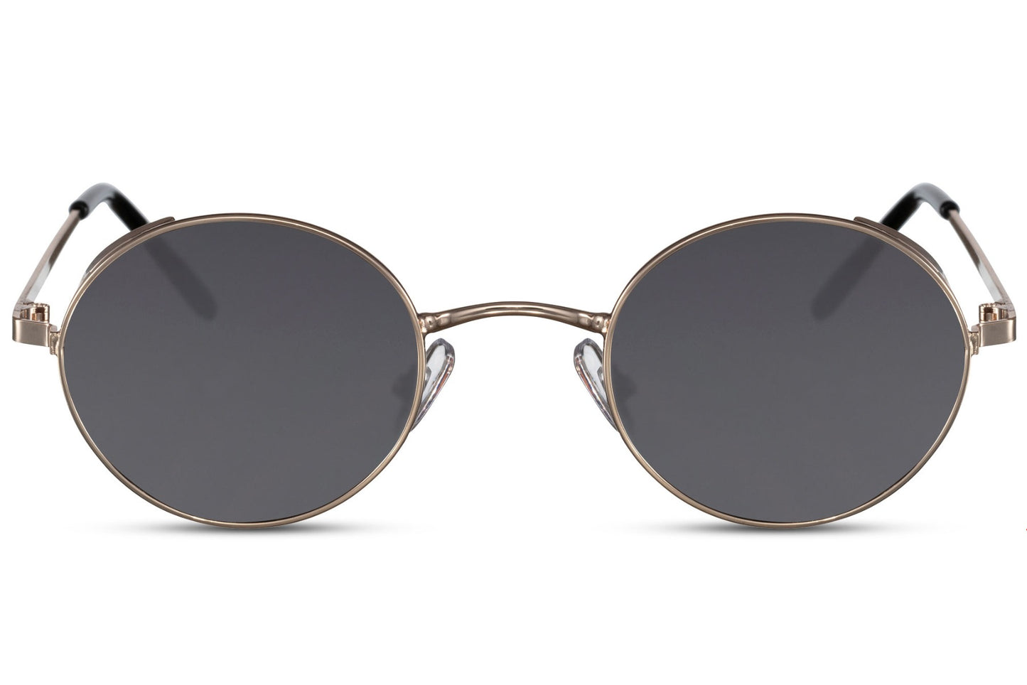 London black round sunglasses matte black metal frame side profile refined sleek polycarbonate lens 100% UV400 protection men women sophisticated minimalist London city wear free UK Europe delivery Sunglass Station