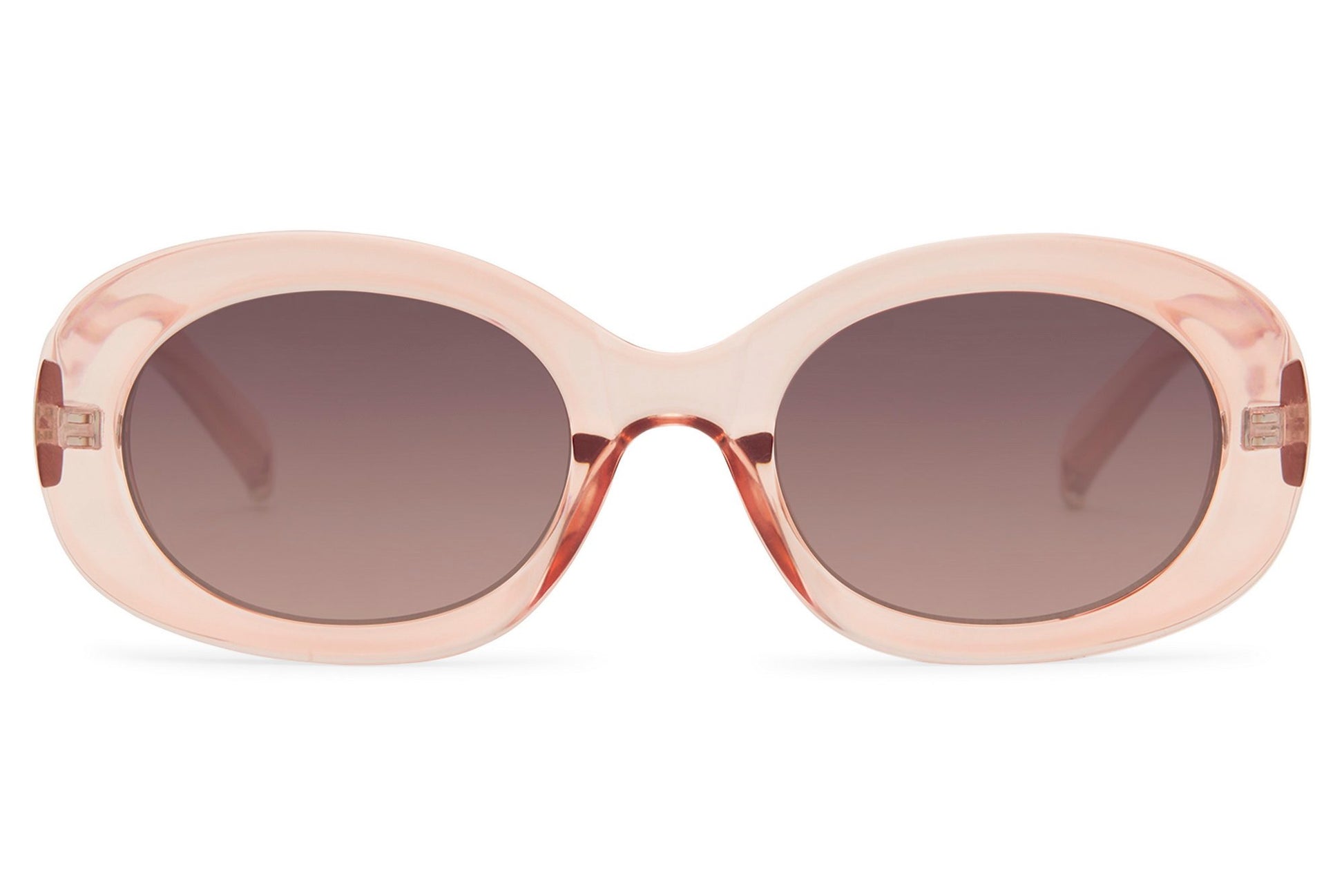 London bold oval sunglasses for women with nude blush recycled polyester frame and pink tinted polycarbonate lens – retro aesthetic thick frame shades for summer and festivals, Sunglass Station free shipping UK and Europe