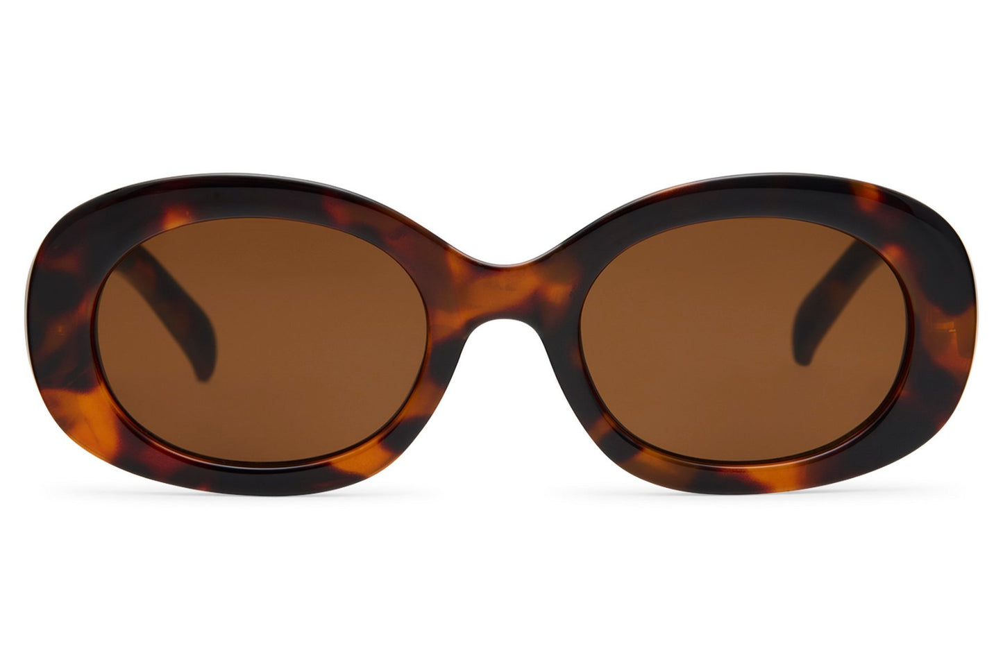 London bold oval sunglasses for women with tortoiseshell recycled polyester frame and amber brown polycarbonate lens – classic chunky retro shades for city wear and summer holidays, Sunglass Station free UK and Europe delivery