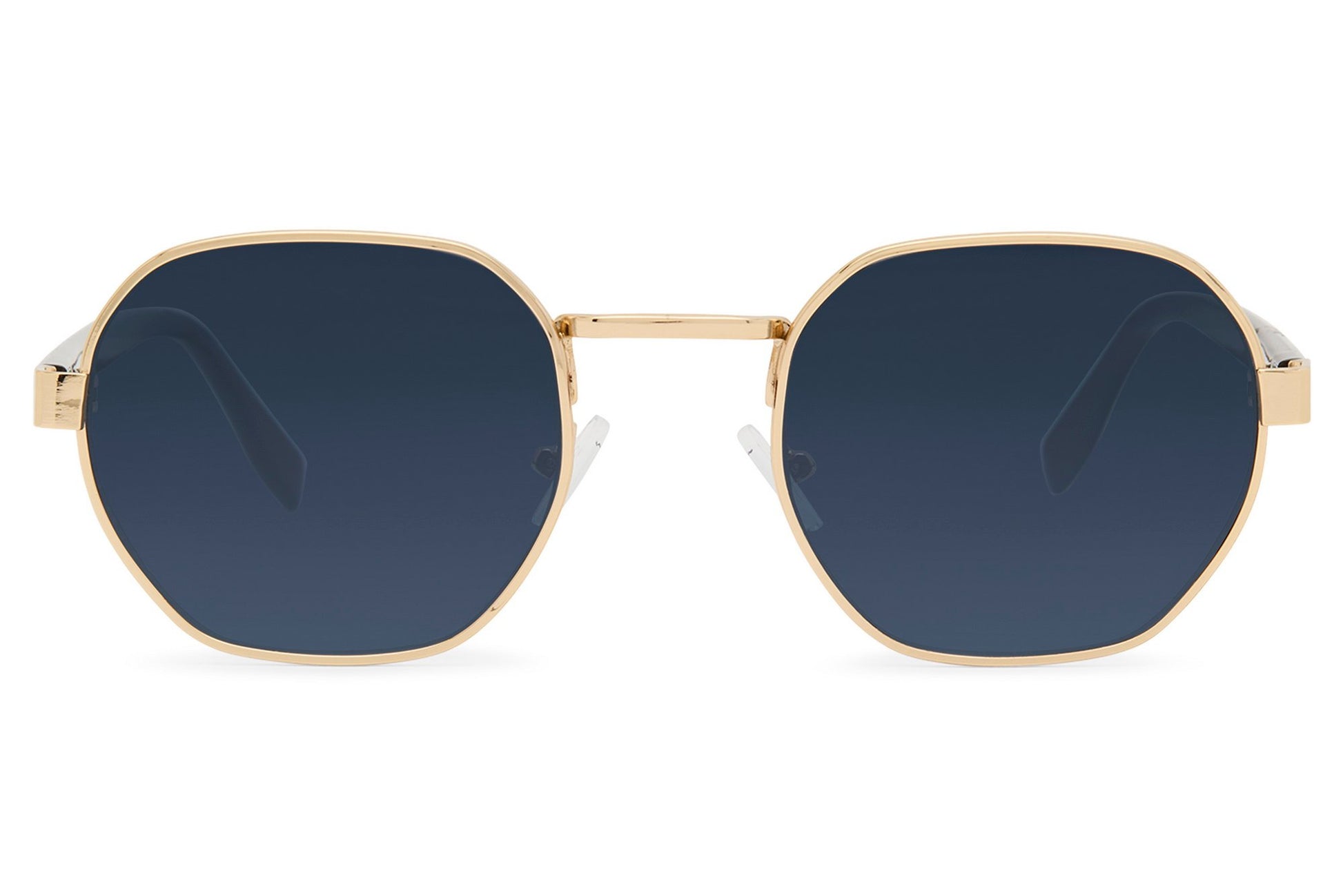 London eco geometric round sunglasses copper frame navy blue recycled rPMMA lens UV protection men women bold sustainable premium summer beach city festival eyewear free UK Europe shipping Sunglass Station