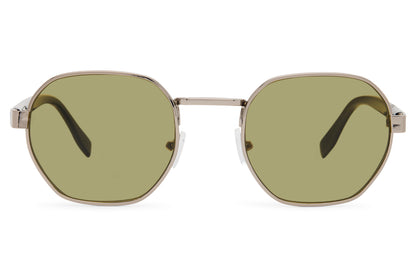 London eco geometric sunglasses copper metal frame khaki green recycled lens UV protection sustainable eco-friendly men women vintage retro outdoor summer free UK Europe shipping Sunglass Station