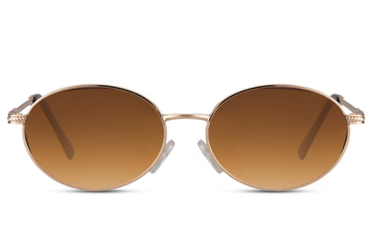 London oval sunglasses for men and women with gold metal frame and amber brown gradient lens – vintage-inspired urban street style shades for casual and smart casual wear, free delivery UK and Europe from Sunglass Station
