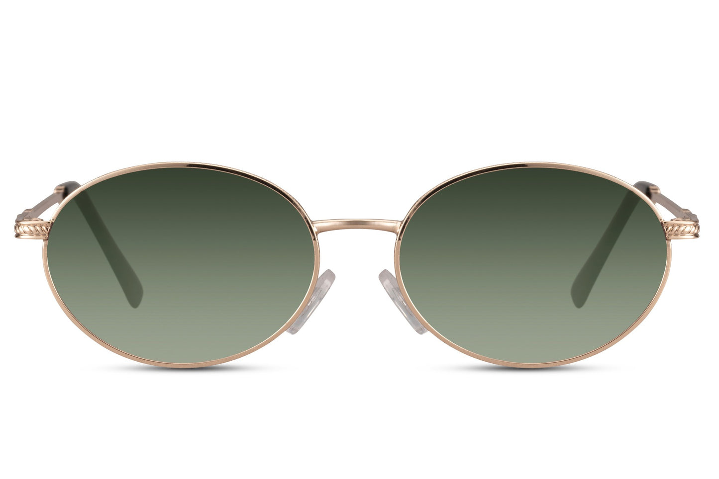 London oval sunglasses for men and women with gold lightweight metal frame and green olive gradient smoky lens – unisex retro urban street style shades for festivals and everyday city wear, free delivery across UK and Europe from Sunglass Station
