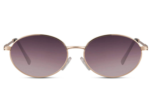 London oval sunglasses for men and women with gold lightweight metal frame and purple mauve gradient UV protection lens – unisex urban street style retro shades for everyday wear and city styling, free delivery across UK and Europe from Sunglass Station