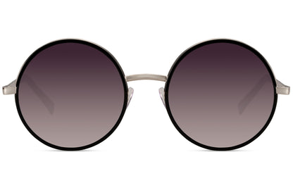 London round oversized sunglasses women silver metal frame grey mauve gradient polycarbonate lens UV400 protection sophisticated minimalist elegant everyday London city summer wear free UK Europe delivery Sunglass Station