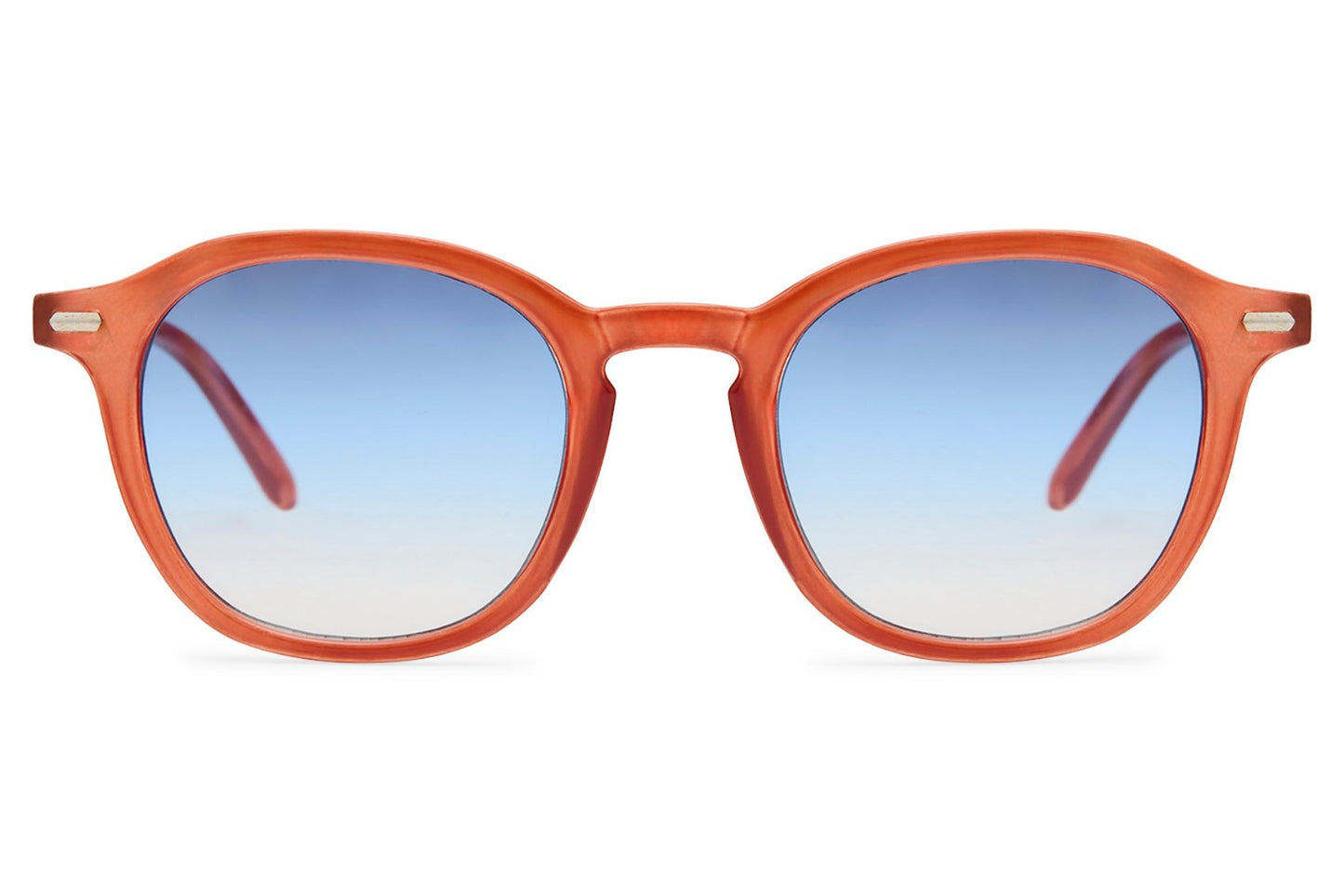 London round sunglasses orange rust tortoiseshell polycarbonate frame blue gradient lens UV400 protection men women bold statement retro summer festival city beach eyewear free UK Europe delivery Sunglass Station
