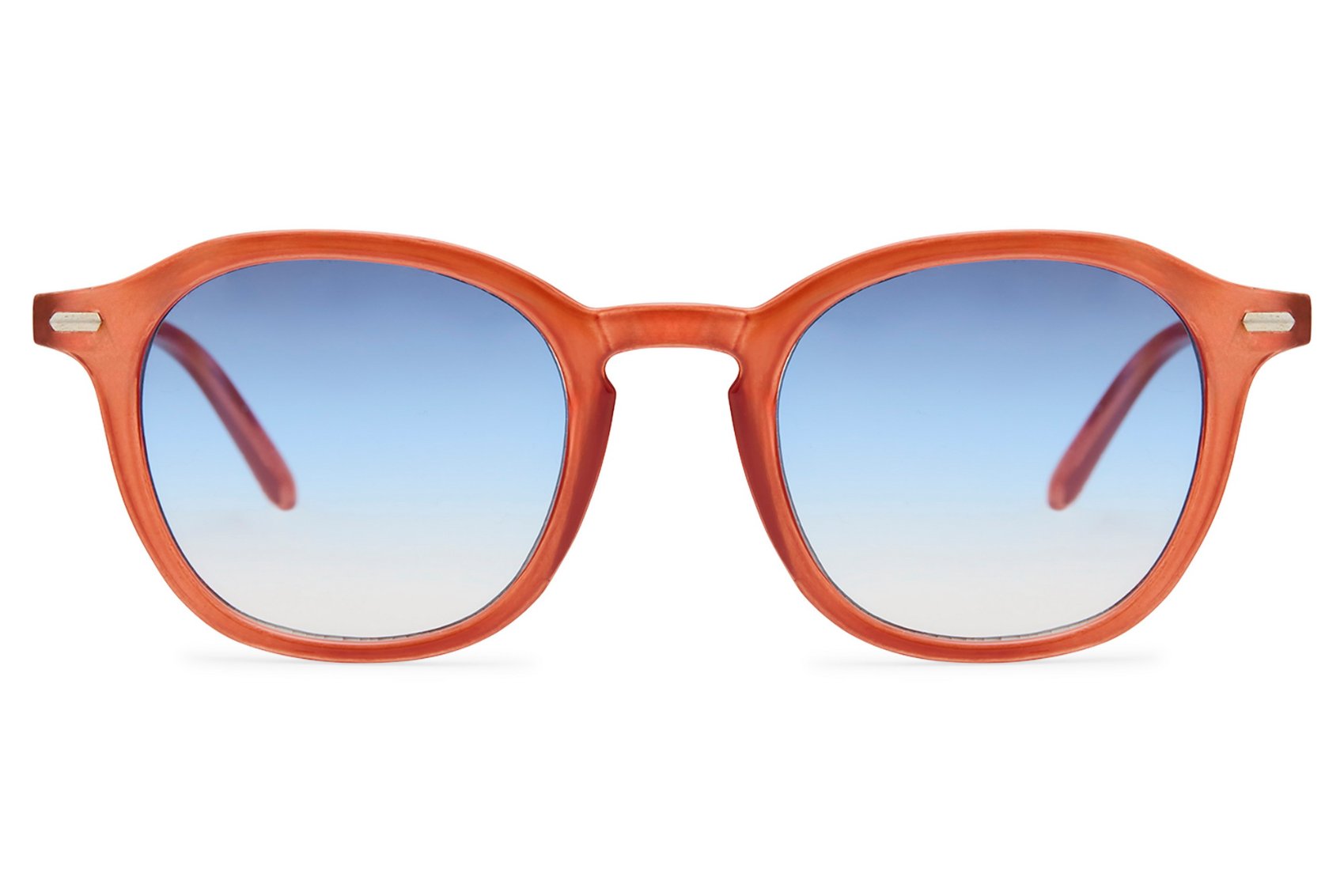London round sunglasses orange rust tortoiseshell polycarbonate frame blue gradient lens UV400 protection men women bold statement retro summer festival city beach eyewear free UK Europe delivery Sunglass Station