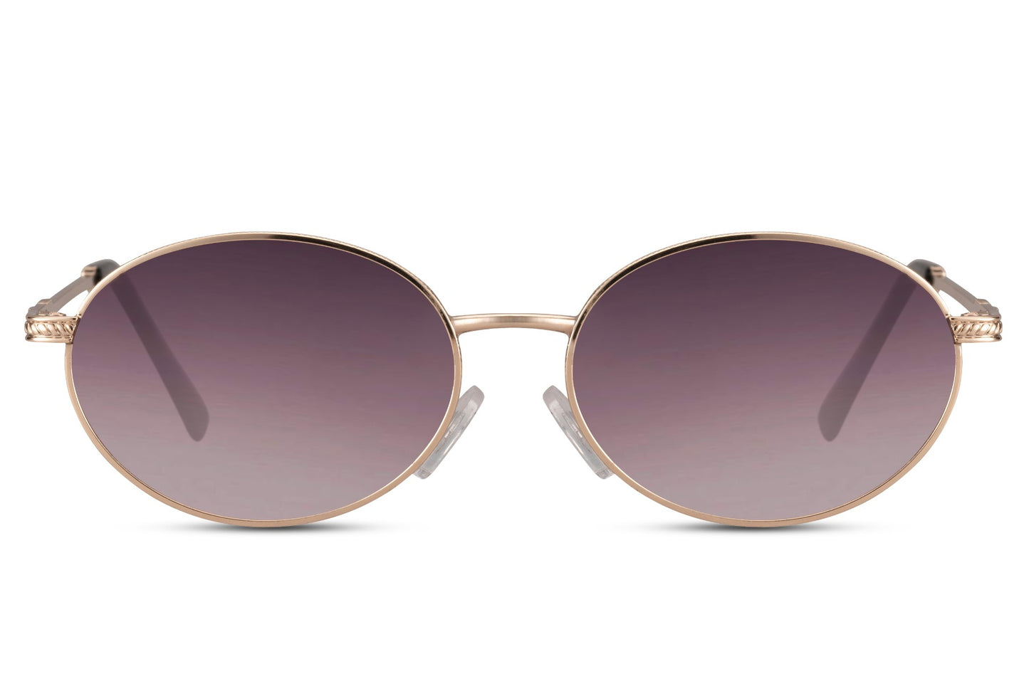London urban oval sunglasses for men and women with gold metal frame and pink purple gradient smoky lens – vintage contemporary street style shades for city wear and holidays, free UK and Europe delivery from Sunglass Station