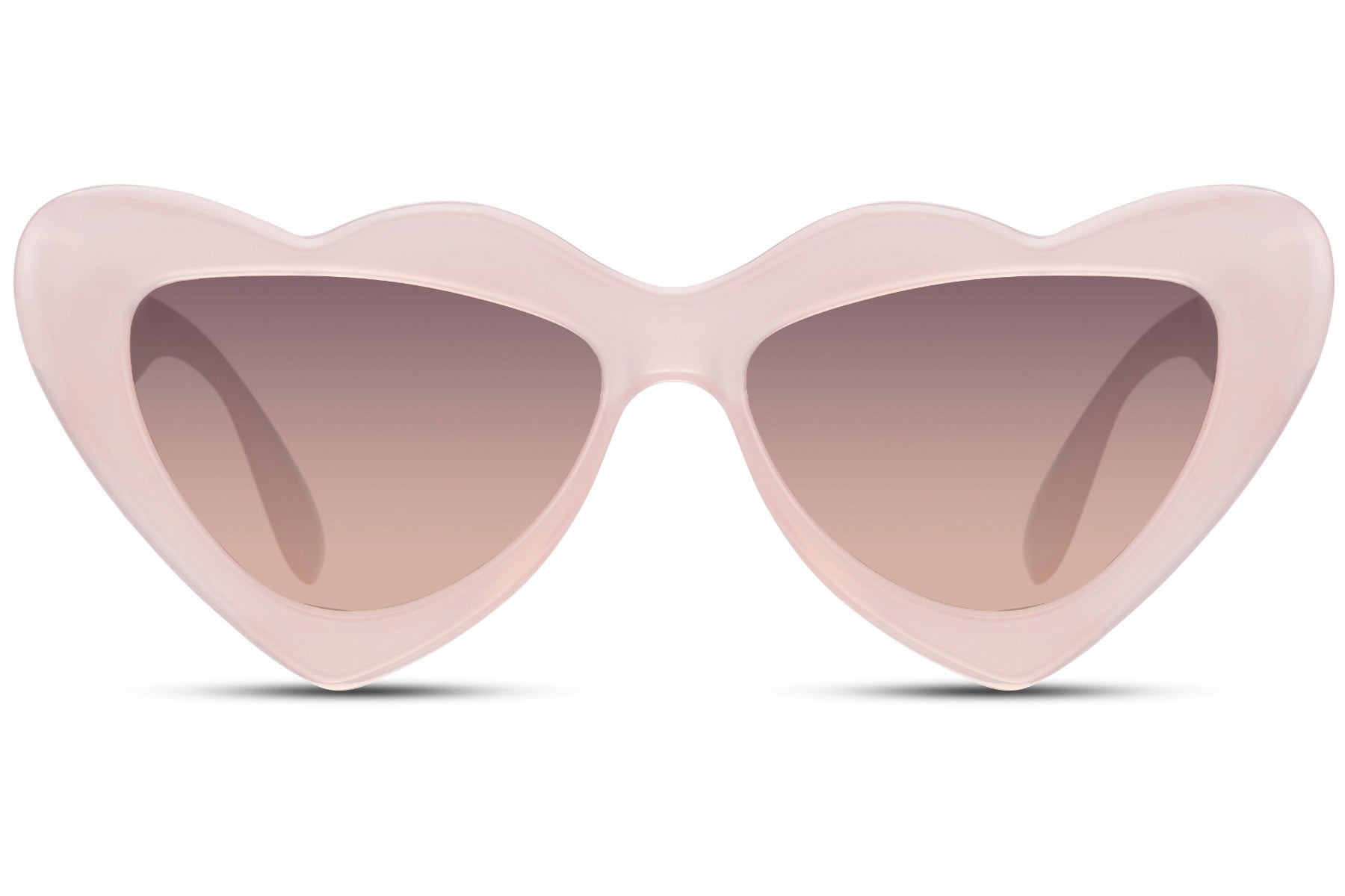 Pink blush luxe heart party sunglasses with gradient lens — romantic heart-shaped cat-eye in 100% recycled polyester, 6.6cm wide lens with 5.5cm height, the sustainably built statement frame for women who dress like every day is worth celebrating, UV400