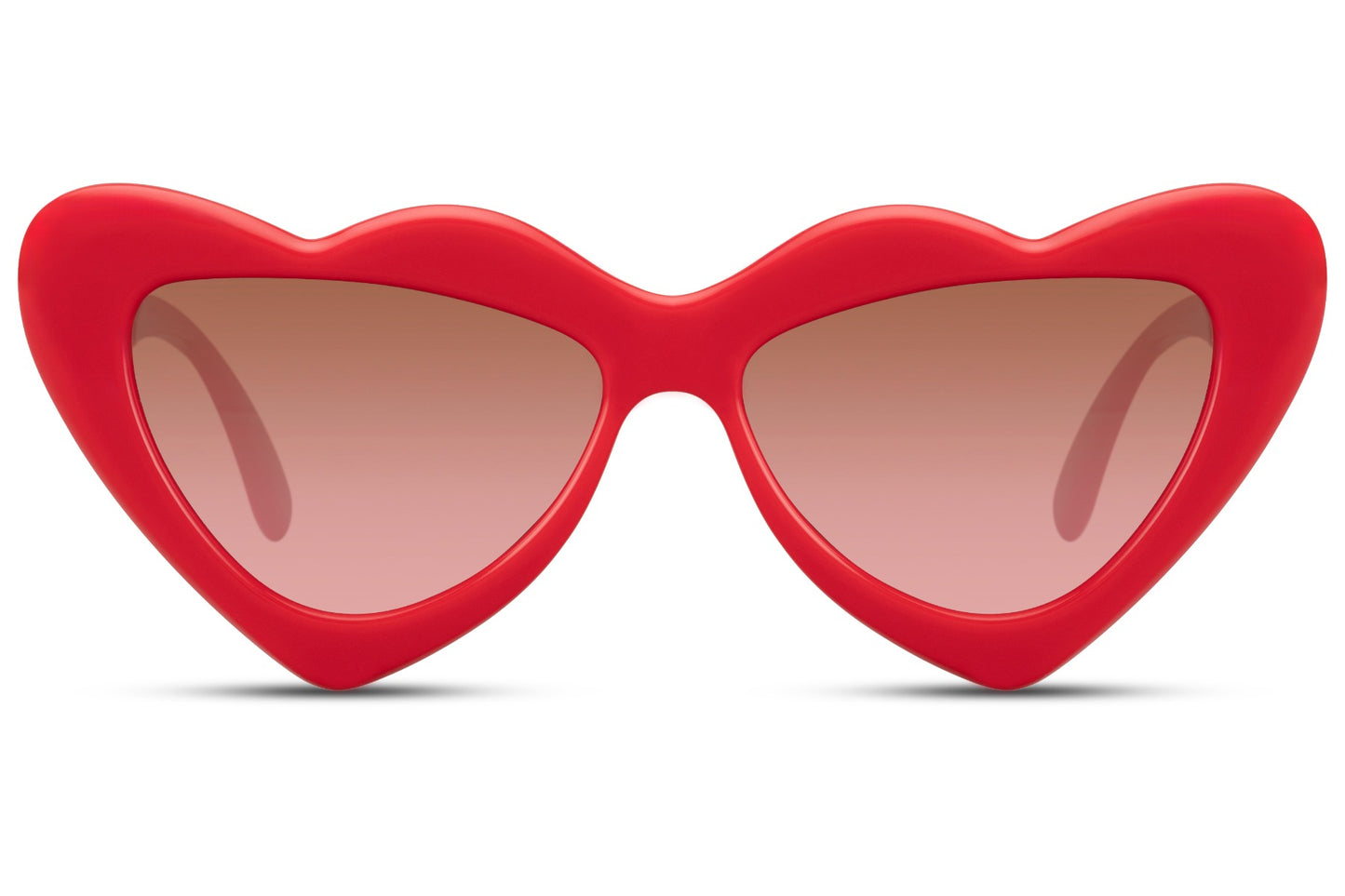 Red luxe heart party sunglasses with amber gradient lens — unapologetically bold heart-shaped eyewear for women, the frame that owns Valentine's, hen parties, festival season and every occasion in between | Sunglass Station