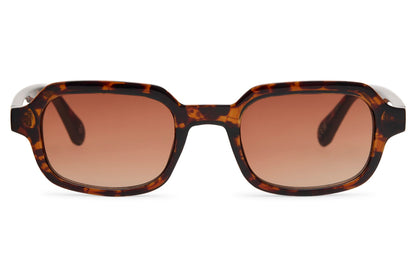 Luxury rectangle sunglasses for men and women with tortoiseshell recycled polyester frame and brown gradient polycarbonate lens – classic premium retro rectangle shades for city wear and everyday styling, Sunglass Station free UK and Europe shipping
