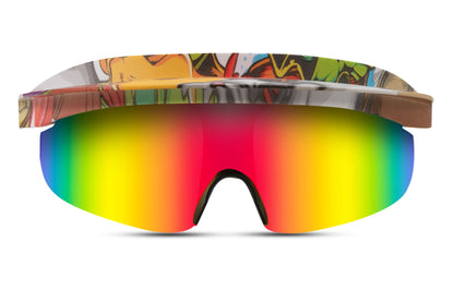 for marathon runners trending sunglasses at sunglass station with multi-color mirrored lens 
