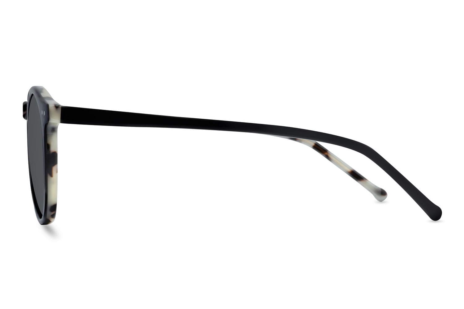 Men's round black polarised sunglasses slim temple acetate frame 100% UVA UVB protection