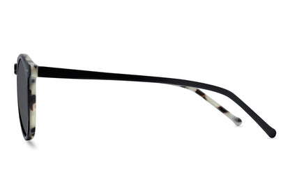 Men's round black polarised sunglasses slim temple acetate frame 100% UVA UVB protection