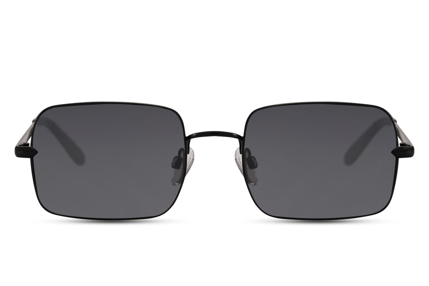 Metal frame retro rectangle sunglasses with silver metal frame and dark grey UV400 lens – classic structured rectangle shades for casual and formal wear, Sunglass Station free UK and Europe delivery