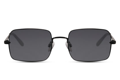 Metal frame retro rectangle sunglasses with silver lightweight polycarbonate frame and grey UV400 lens – ergonomic retro rectangle shades for all-day comfort and city wear, free delivery across UK and Europe from Sunglass Station